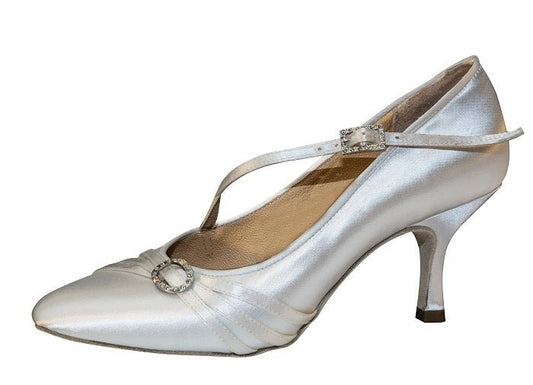 Aida Dance 040C - Women's Ballroom Standard Shoes – White Satin