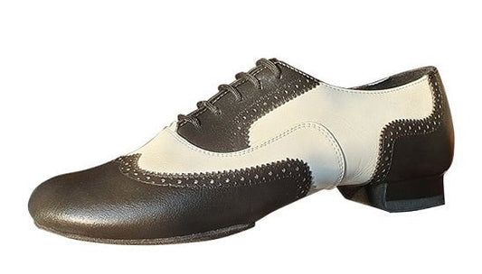 Aida Dance 140 - Men's Ballroom Standard Shoes, Black & White, Natural leather
