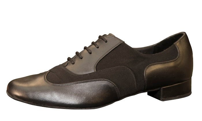 Aida Dance 140 - Men's Ballroom Standard Shoes, Black, Crepe Satin & Natural Leather