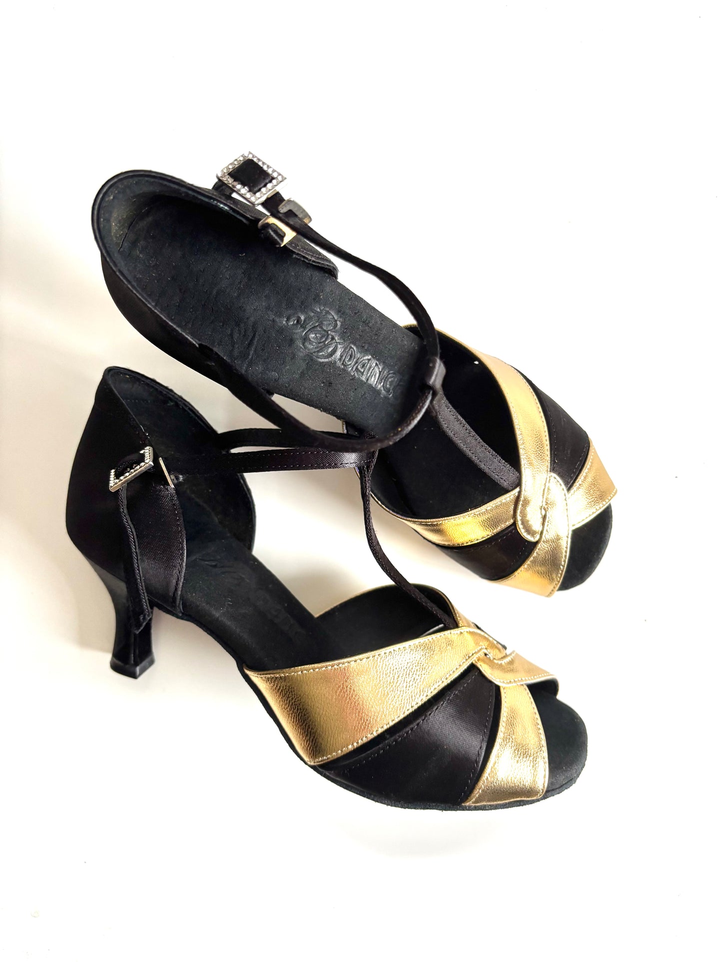 BD Dance 2370 Latin Dance Shoes – Black & Gold, 2.5” Heel