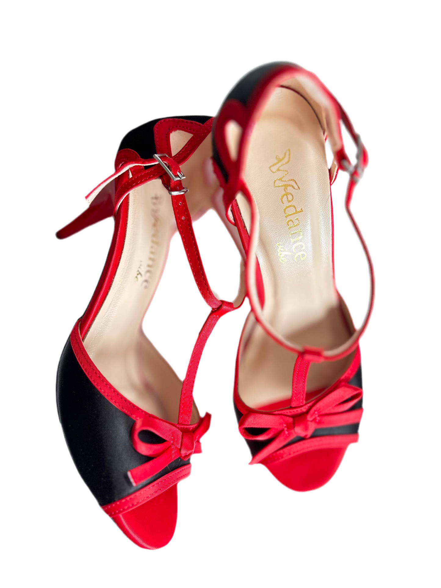 Milonga – Black & Red Bow Tango Shoes with 7.5 cm Red Heel