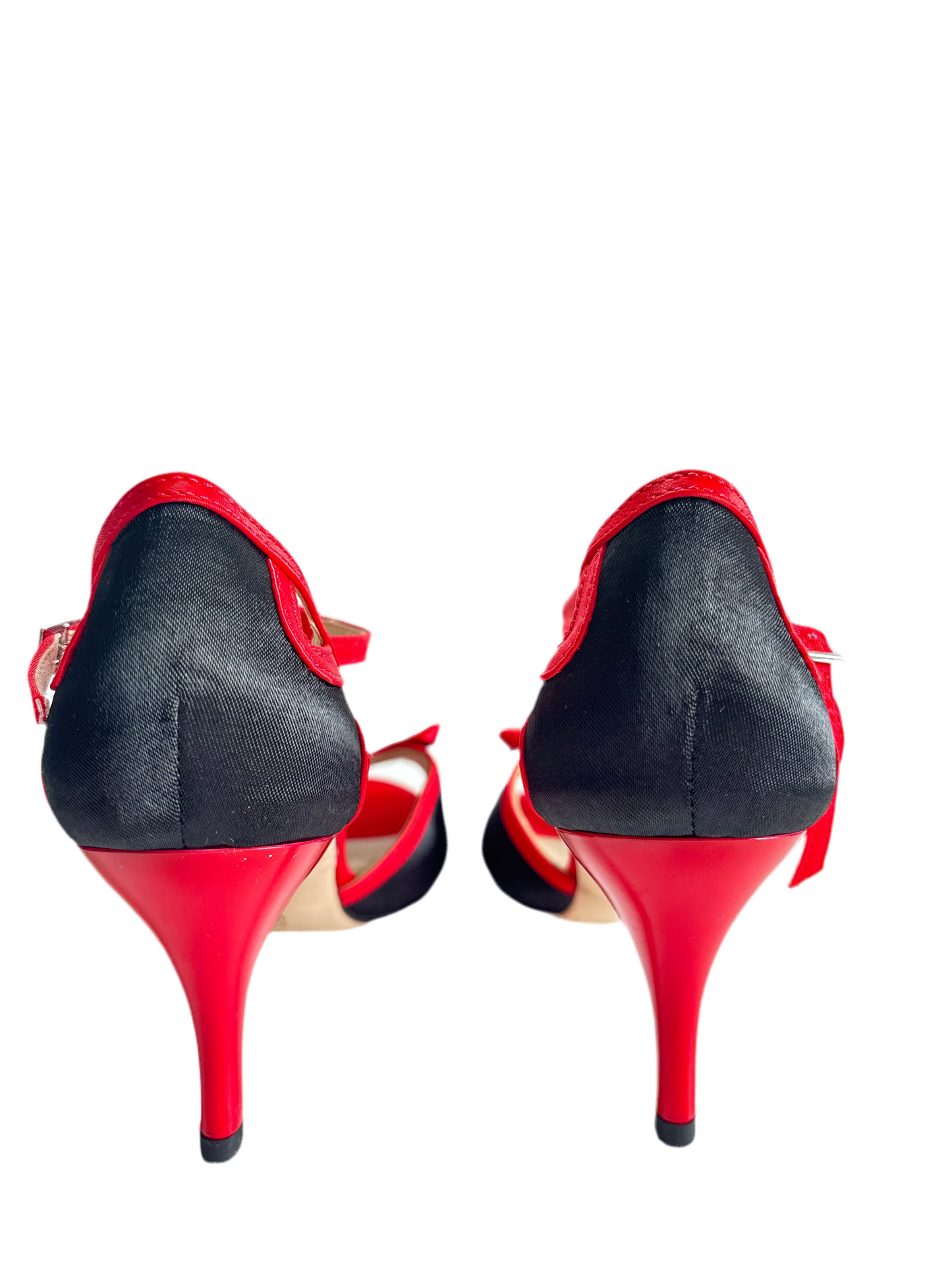 Milonga – Black & Red Bow Tango Shoes with 7.5 cm Red Heel