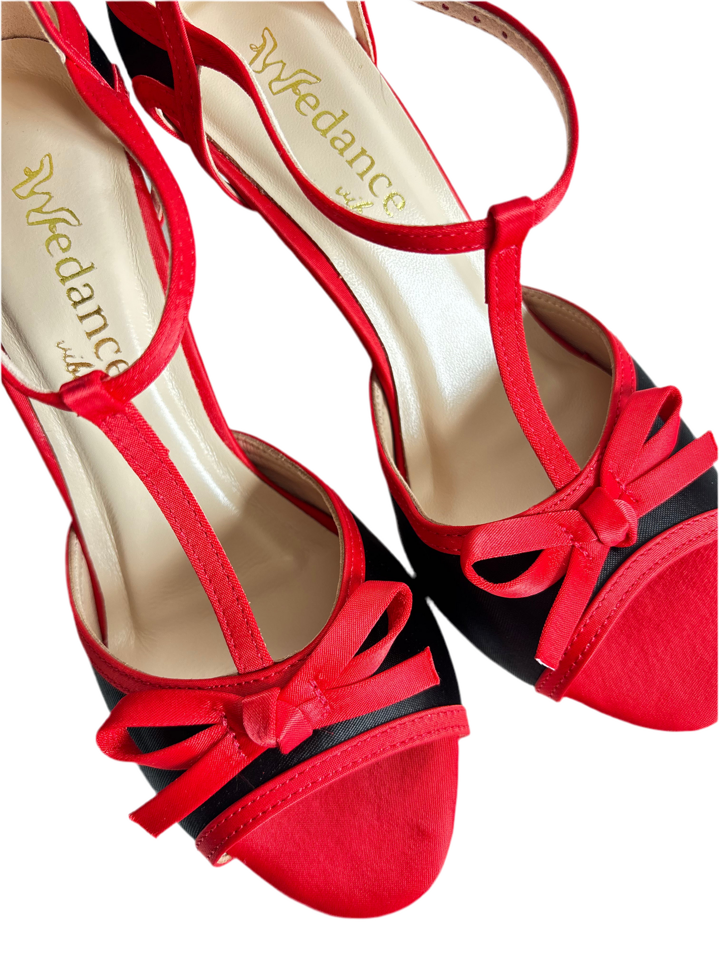 Milonga – Black & Red Bow Tango Shoes with 7.5 cm Red Heel