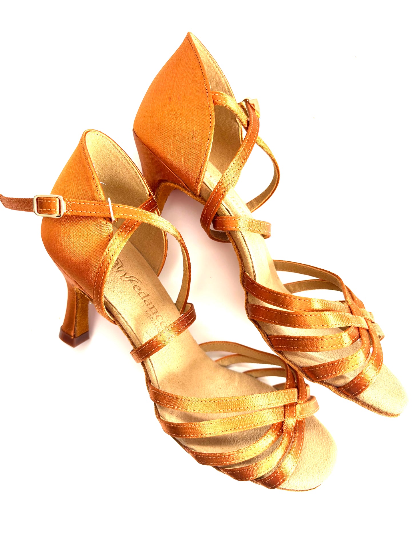 Women's Latin / Salsa Dance Shoes, Dark Tan Satin, 55-75 mm/2"-2.9" heel
