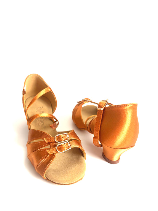 Dark Tan Satin Girl or Women Dance Shoes
