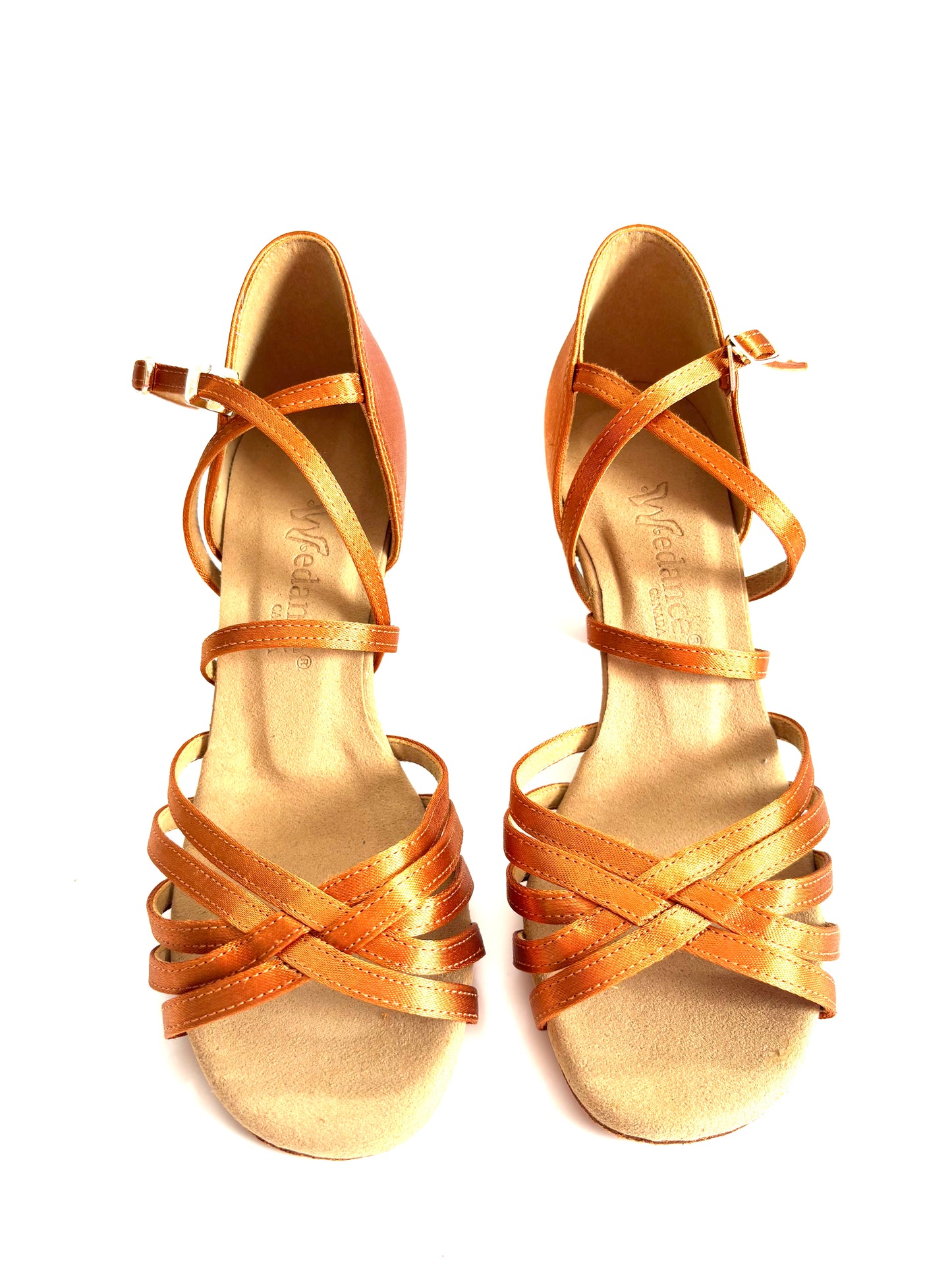 Women's Latin / Salsa Dance Shoes, Dark Tan Satin, 55-75 mm/2"-2.9" heel