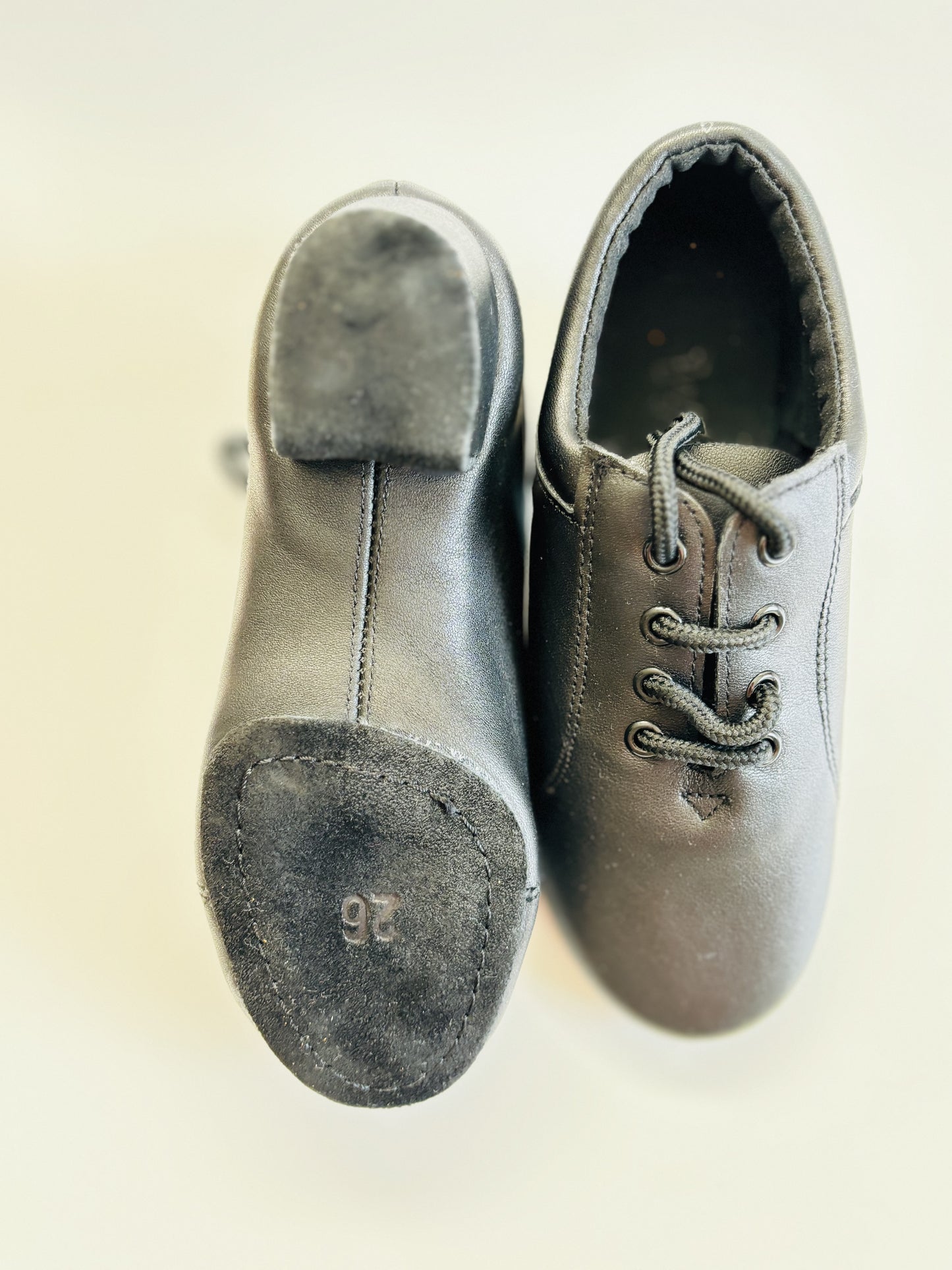 Kids Latin / Salsa Dance Shoes, Black Leather, 35mm / 1.4" heel