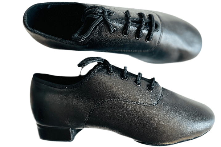 Kid's / Boy's Ballroom Dance Shoes, Black Leather, 20 mm heel
