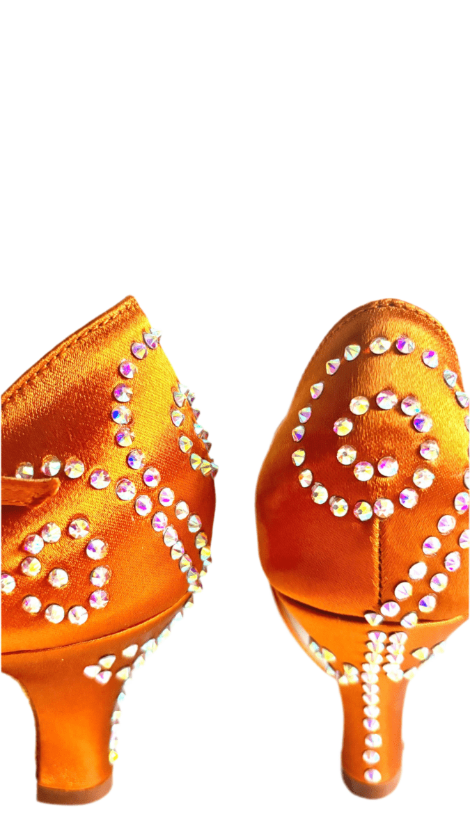 Aurora Crystal Latin Dance Heels – Bronze Satin, 2.5”, Wide - Wedance Vibe - Wedance