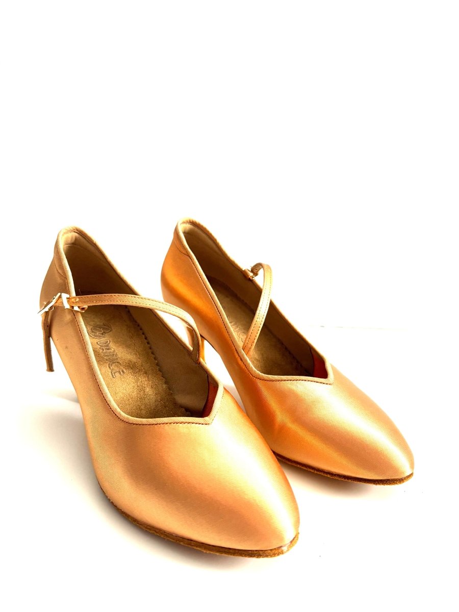 BD Dance DANA - Women’s Standard Ballroom Dance Shoes, Bronze Satin, 65mm Heel, Natural Suede