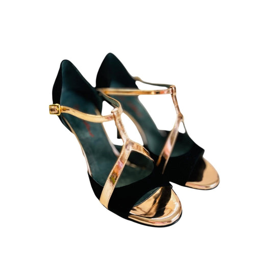 Tango Dance Shoes, Black & Gold, Rosso Latino