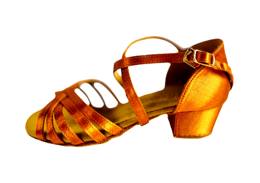 Kids' or Women's Ballroom / Latin / Salsa Dance Shoes, Tan Satin, 35-45 mm/ 1.4-1.8" heel