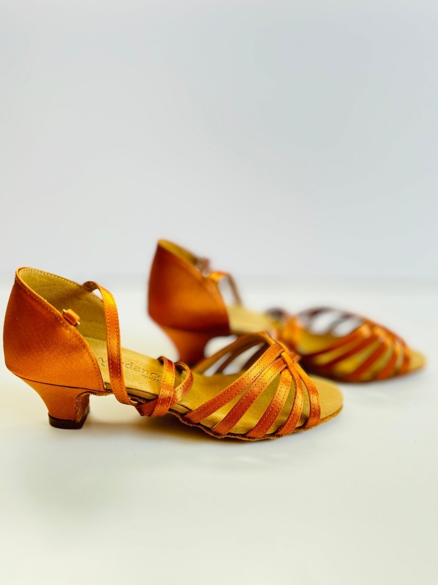 Eva dark tan satin Latin dance shoes