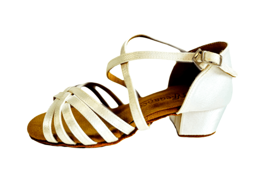 Kids' or Women's Ballroom / Latin / Salsa Dance Shoes, White Satin, 35mm/ 1.4" heel