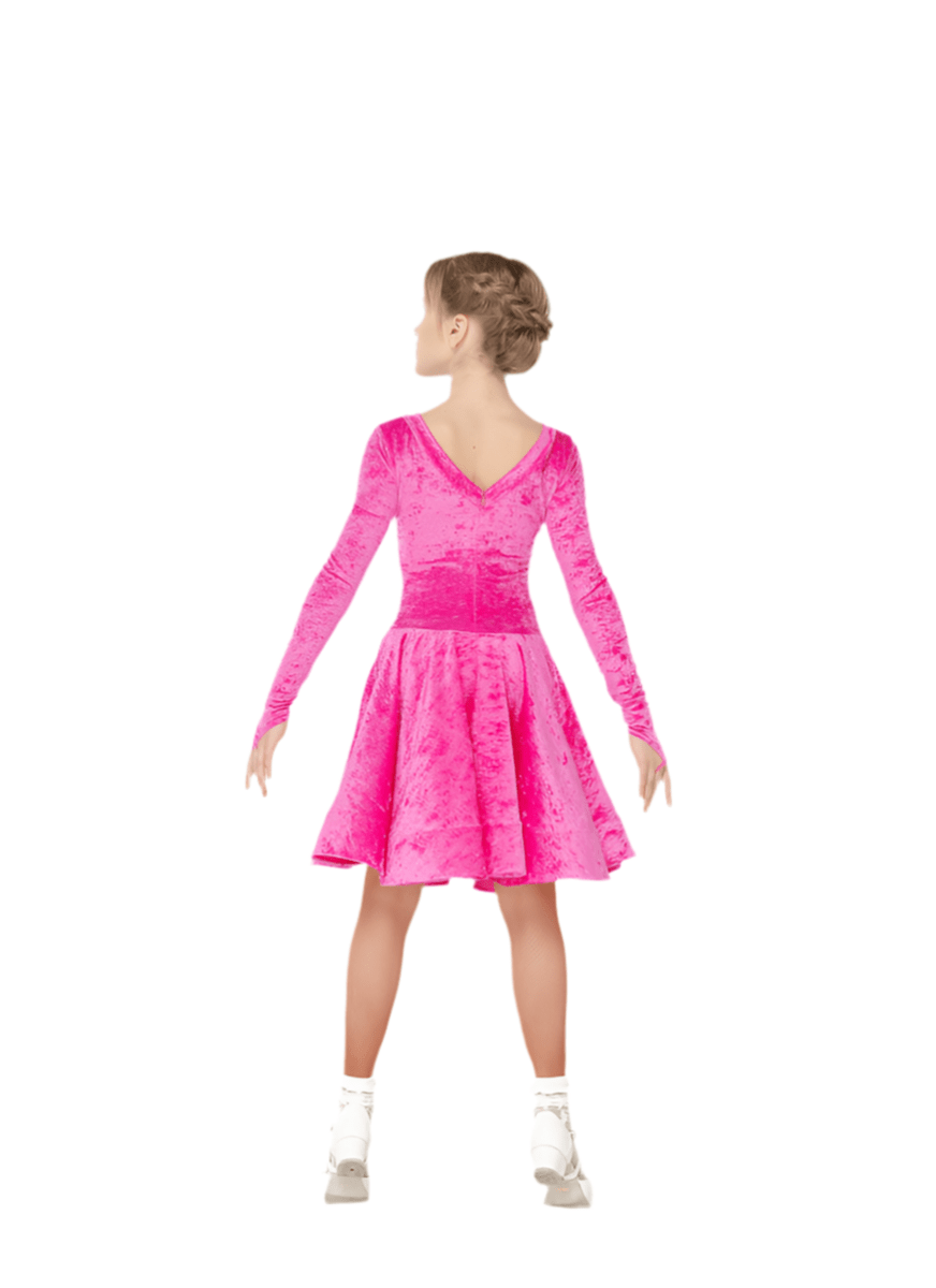 Juvenile Ballroom Latin Salsa Dance Fuchsia Velvet Dress - DanceMe - Wedance