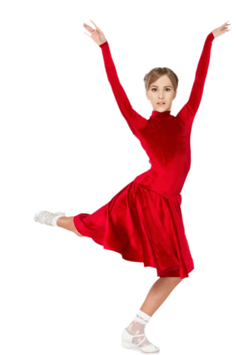 Juvenile Ballroom Latin Salsa Dance Red Velvet Dress - DanceMe - Wedance