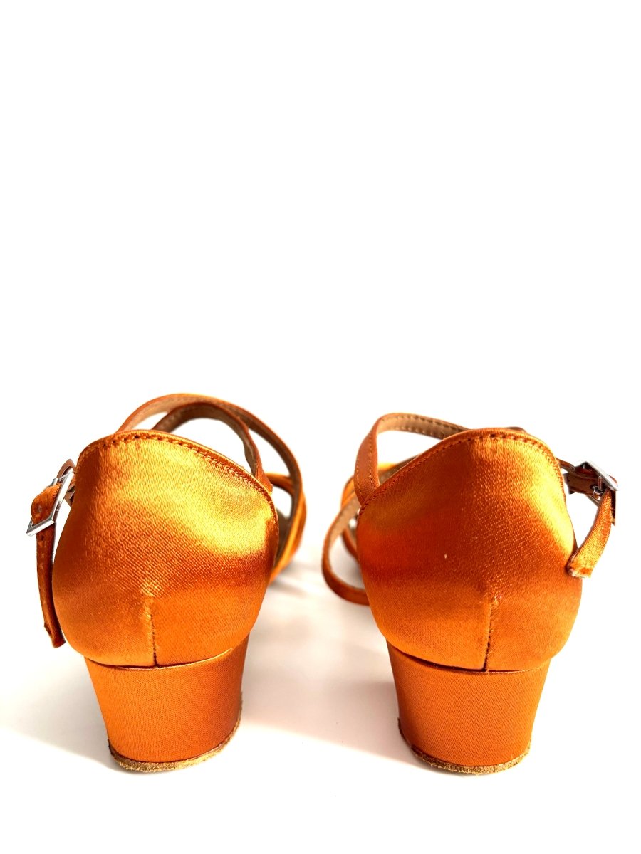 Kids’ Latin Dance Shoes - Aria, Tan Satin (Wide Fit) - Dance Shoes - Wedance Vibe - Wedance