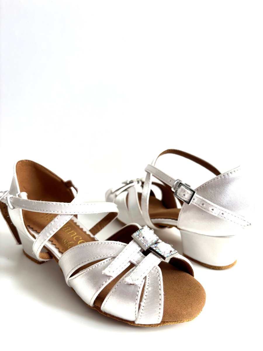Kids’ Latin Dance Shoes - Lily, White (Wide Fit) - Dance Shoes - Wedance Vibe - Wedance