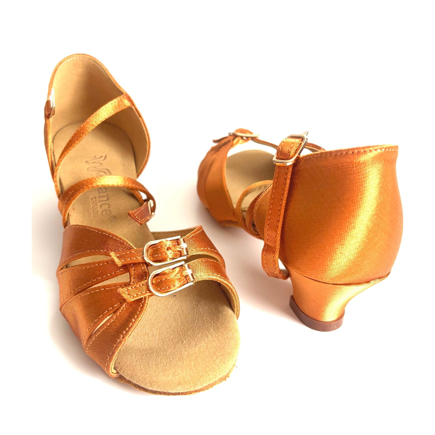 Mia – Women's Latin Dance Shoes — Dark Tan Satin