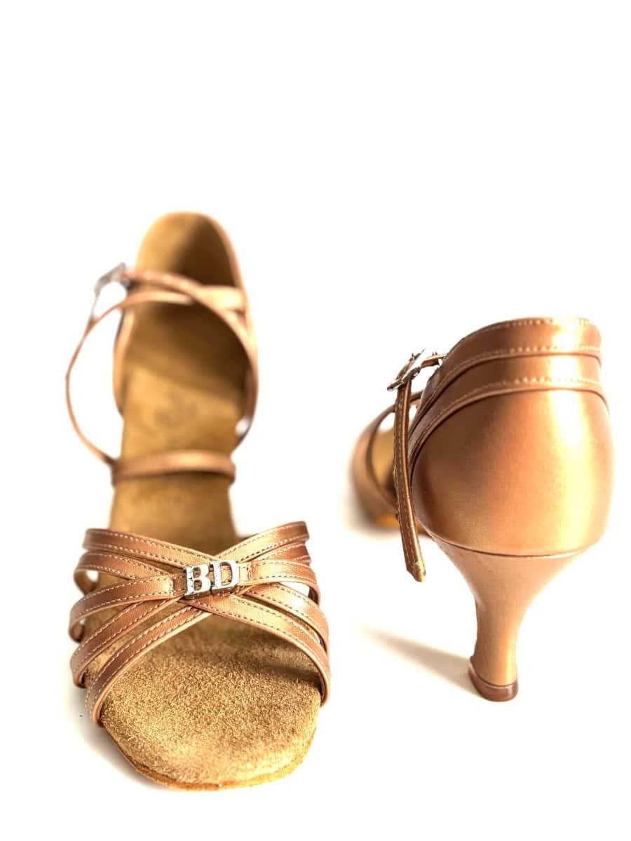 BD Dance Women's Latin Dance Shoes 2602 – Tan Leather – Heel