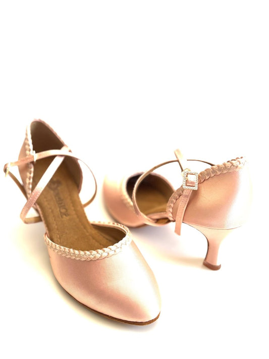 BD Dance Luna - Smooth Dance Shoes for Women, Light Pink Satin, 65mm Heel