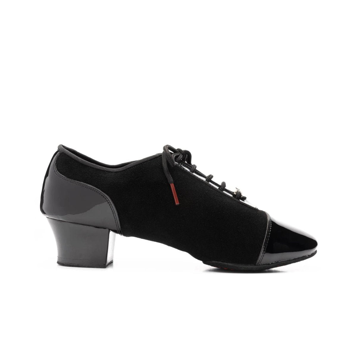 BD Dance Matteo - Men’s Latin Dance Shoes, Patent+Nabuck, Black, 45 mm heel