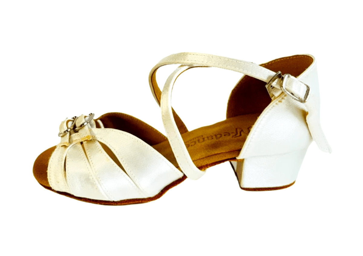 Kids' or Women's Ballroom / Latin / Salsa Dance Shoes, White Satin, 35mm/ 1.4" heel