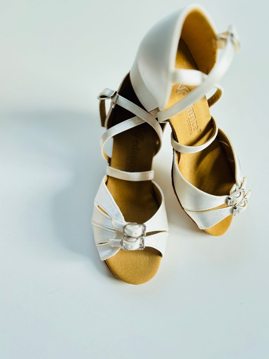 Kids' or Women's Ballroom / Latin / Salsa Dance Shoes, White Satin, 35mm/ 1.4" heel