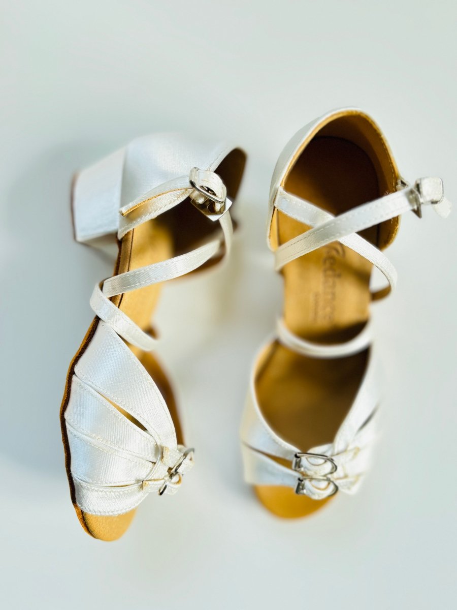 Kids' or Women's Ballroom / Latin / Salsa Dance Shoes, White Satin, 35mm/ 1.4" heel