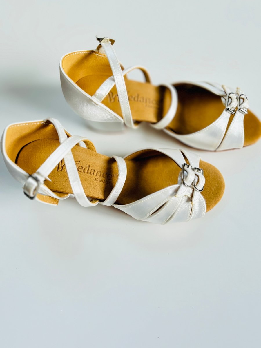 Kids' or Women's Ballroom / Latin / Salsa Dance Shoes, White Satin, 35mm/ 1.4" heel