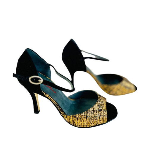 Tango Dance Shoes, Black & Gold, Rosso Latino