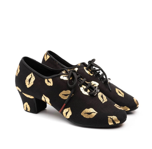 BD Dance Shoes for Women, Practice or Teacher - T1 GOLD KISSES