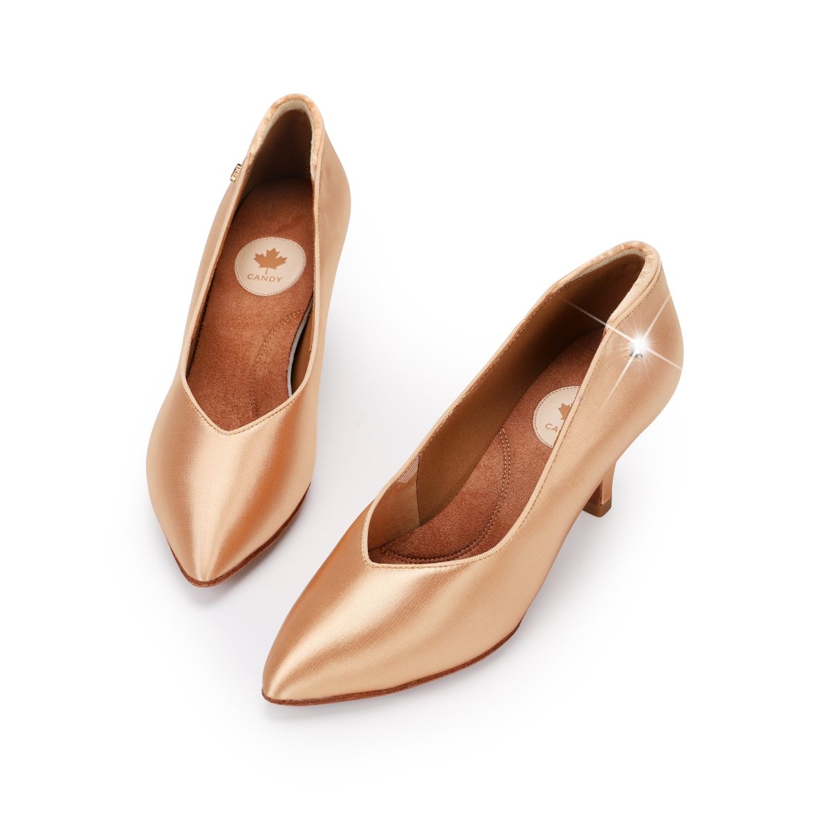 WB030 Silk Tan Ballroom Shoes – Strapless, 6.3cm Cone Heel - Best selling - CANDY Dance Shoes - Wedance