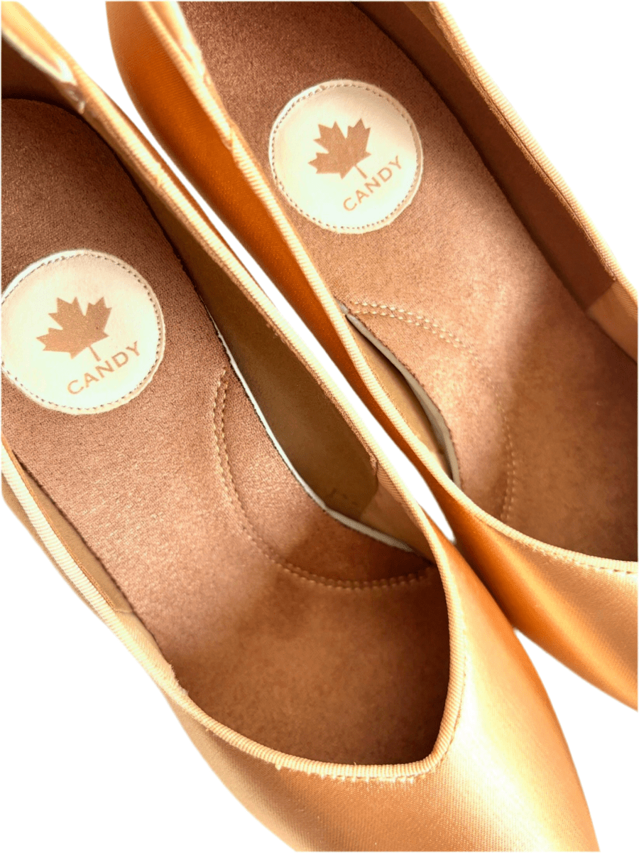 WB030C Silk Tan Ballroom Shoes – Crown Strap Edition, 6.3cm Cone Heel - Best selling - CANDY Dance Shoes - Wedance