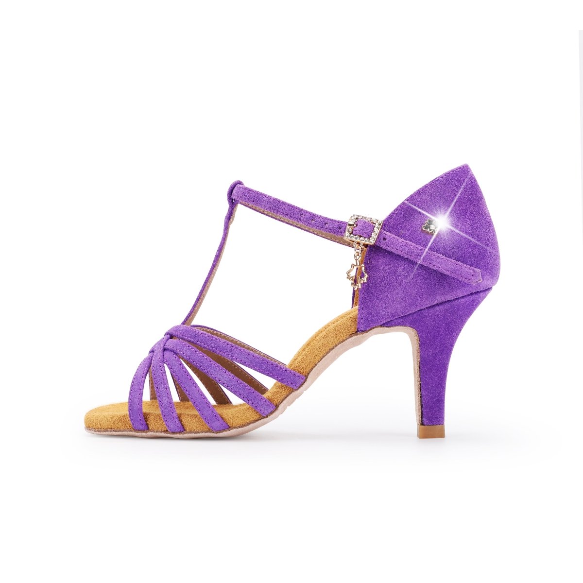 WL009 Purple Lux Suede Latin Dance Shoes – 7.5 cm (2.5”) Slim Heel - CANDY Dance Shoes - Wedance