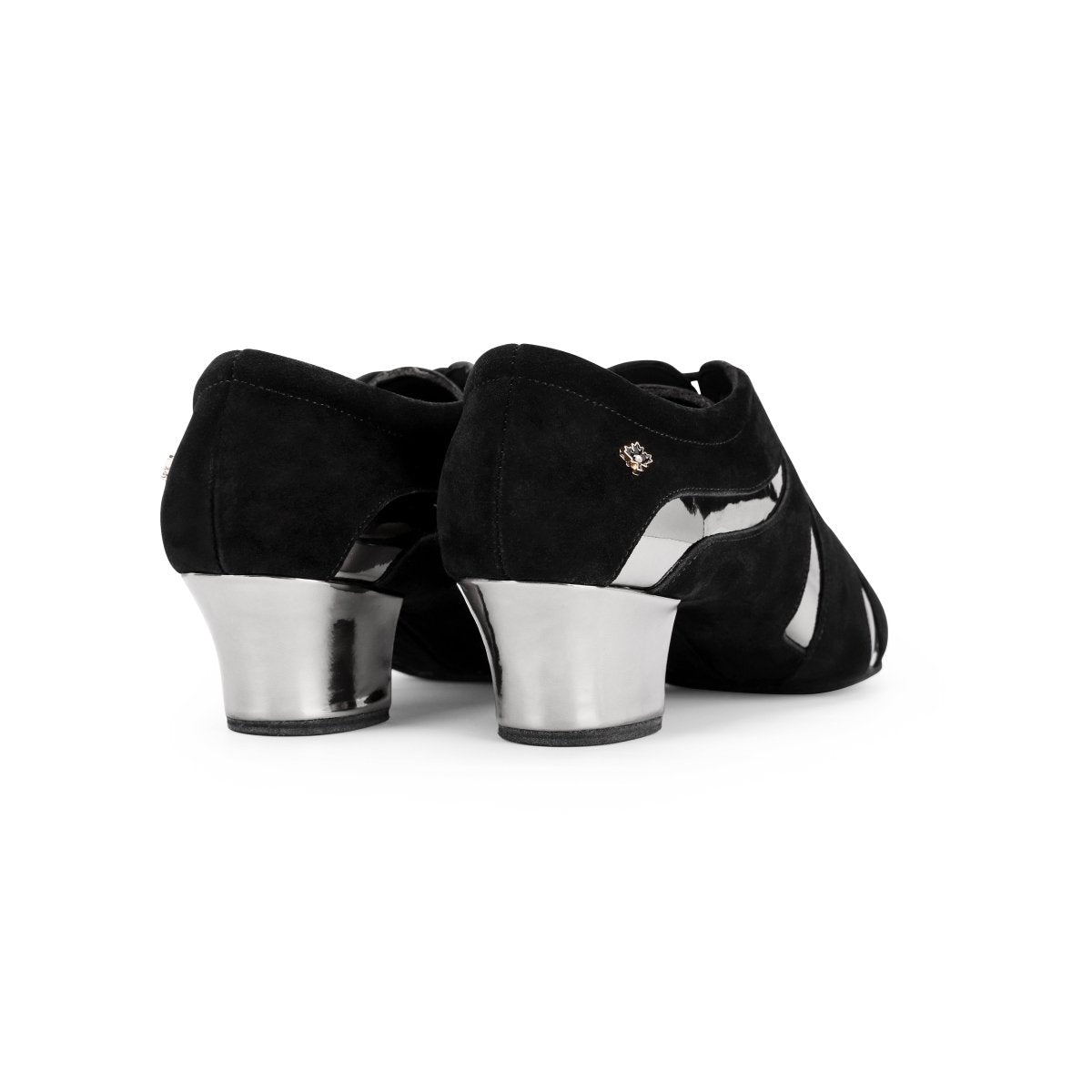 WP052 Unisex Practice Dance Shoes – Black Suede & Silver Mirror Patent | Wide Fit, Split Sole - Best selling - CANDY Dance Shoes - Wedance