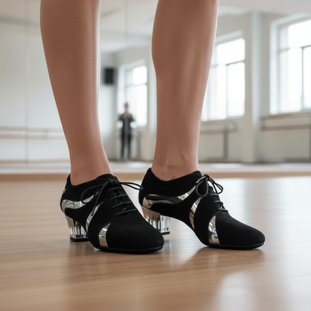 WP052 Unisex Practice Dance Shoes – Black Suede & Silver Mirror Patent | Wide Fit, Split Sole - Coming Soon - CANDY Dance Shoes - Wedance