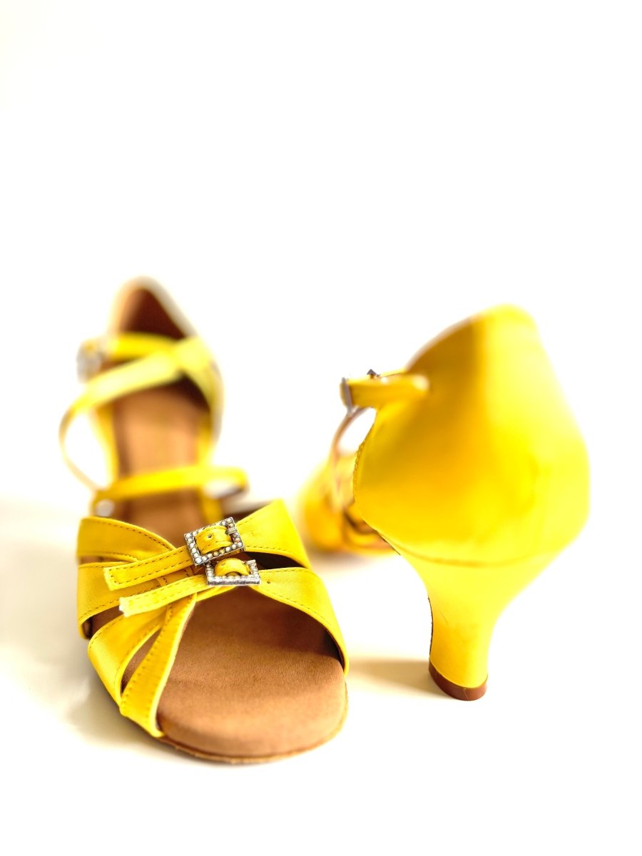 Elegant Gold Latin Dance Shoes - 5.5cm slim heel, Wide - Wedance Vibe