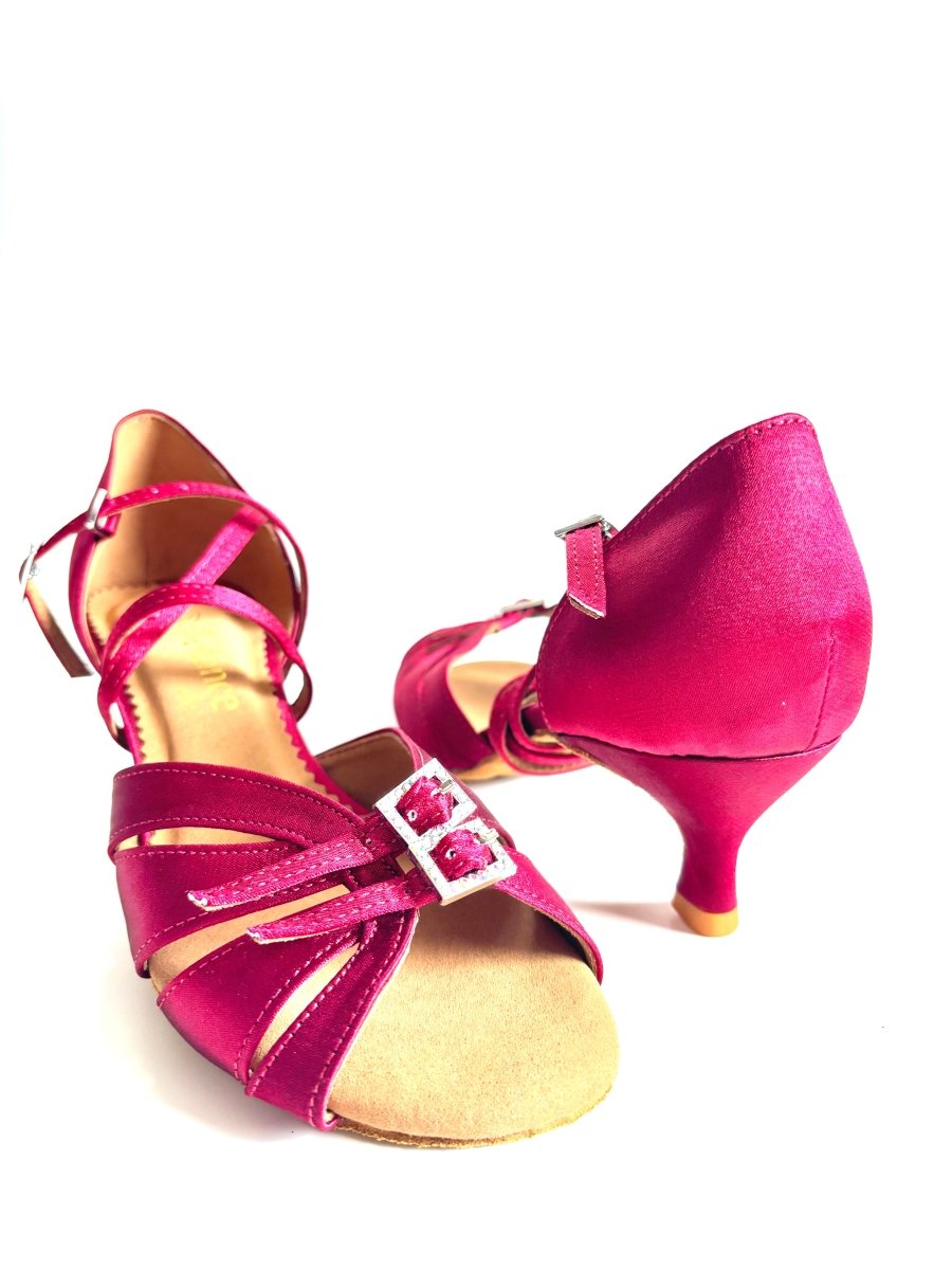 Elegant Coral Latin Dance Shoes - 5.5cm slim heel, Wide - Wedance Vibe