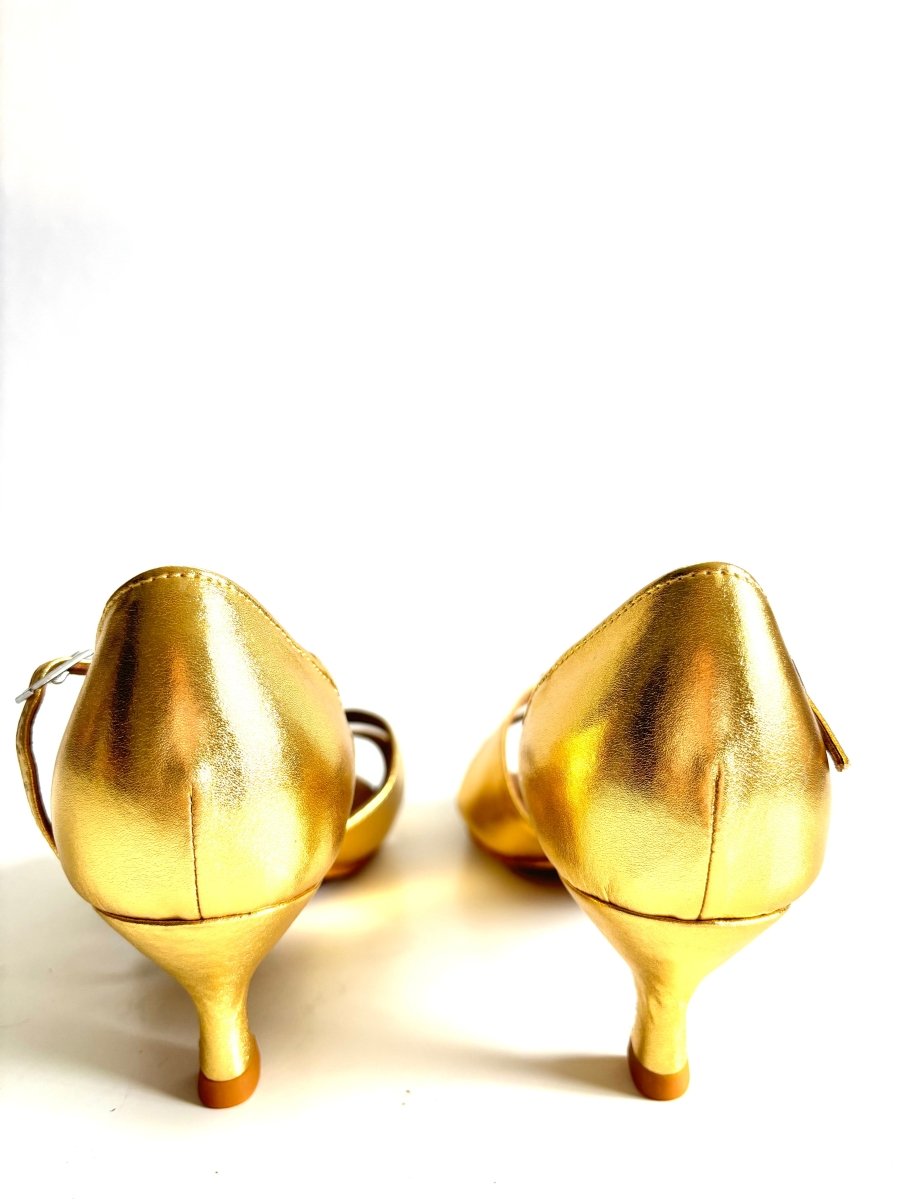 Elegant Gold Latin Dance Shoes - 5.5cm slim heel, Wide - Wedance Vibe
