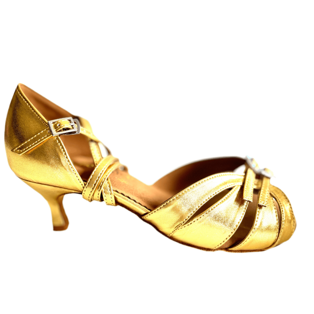 Elegant Gold Latin Dance Shoes - 5.5cm slim heel, Wide - Wedance Vibe
