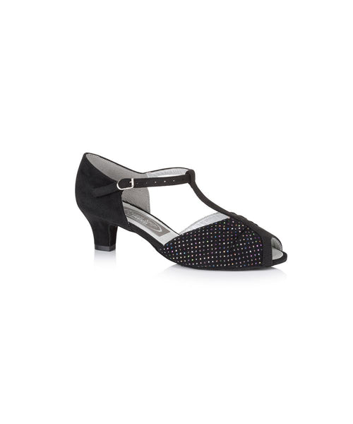 Coral Black Nubuck Multi Glitter Dance Shoes - 1.6" heel