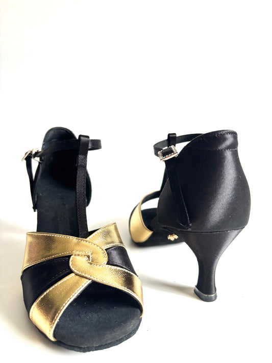 BD Dance 2370 Latin Dance Shoes – Black & Gold, 2.5” Heel