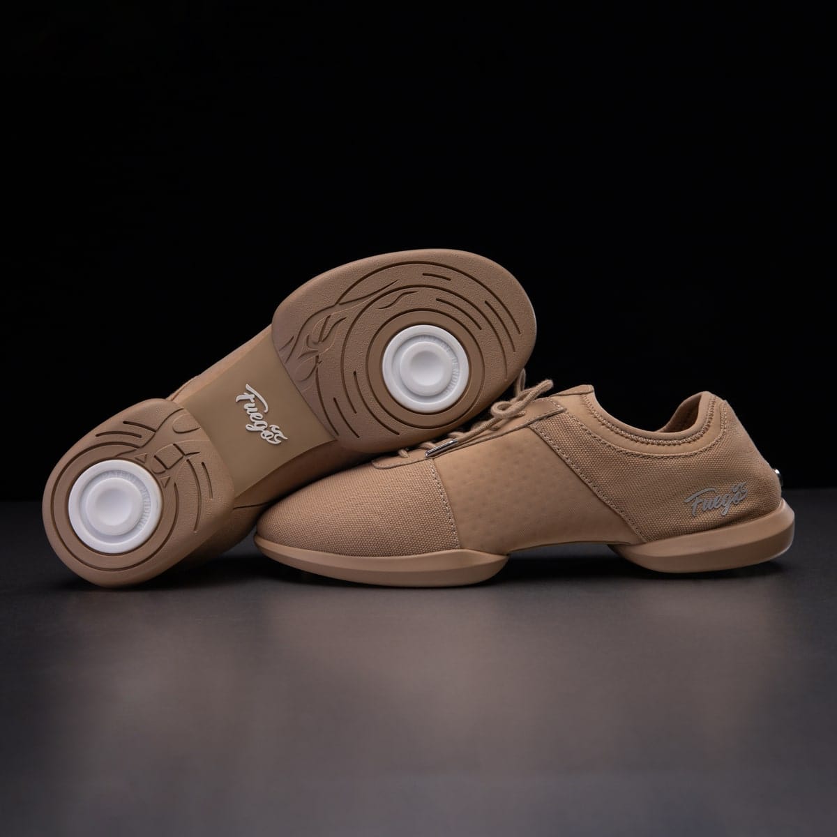 Fuego Split-Sole Dance Sneakers — Latte