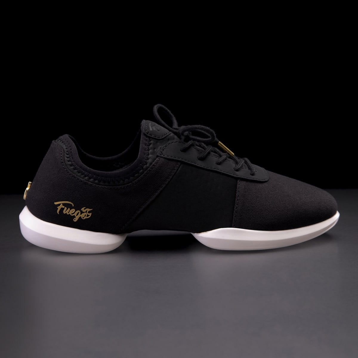 Fuego Black Split-Sole Dance Sneakers