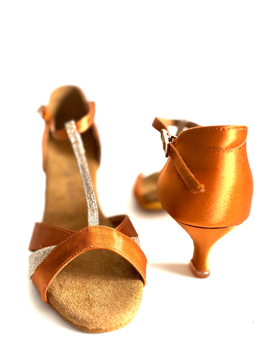 Satin & gold sparkle - 55mm/ 2’ heel