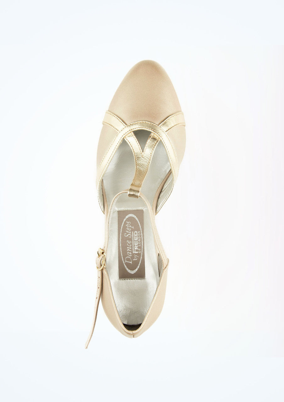 Freed Nancy Champagne & Gold Leather Dance Shoes - 1.6" heel, Wide Fit