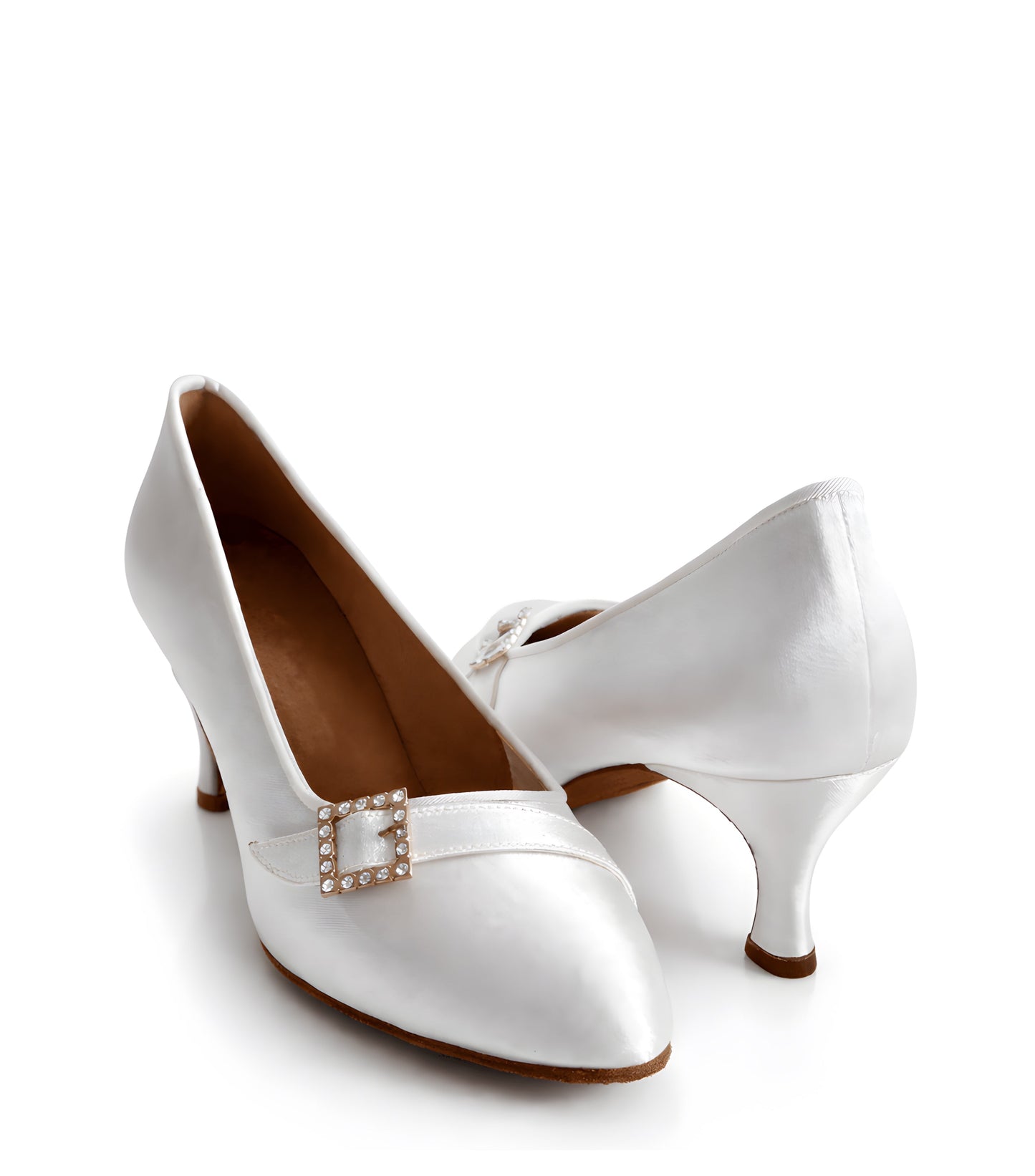 ELENA – Women’s White Satin Standard Ballroom Shoes, 65 mm / 2.5” Heel