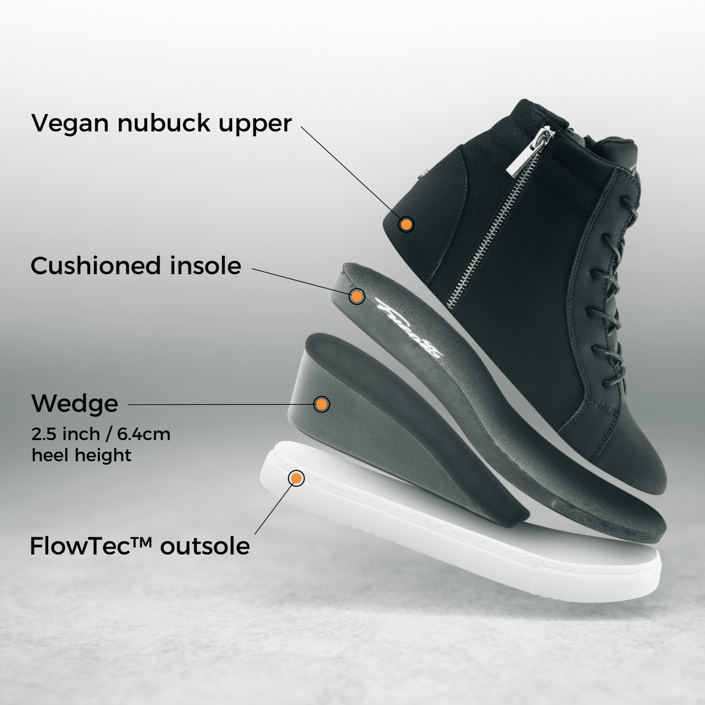 Fuego Black Wedge Dance Sneakers