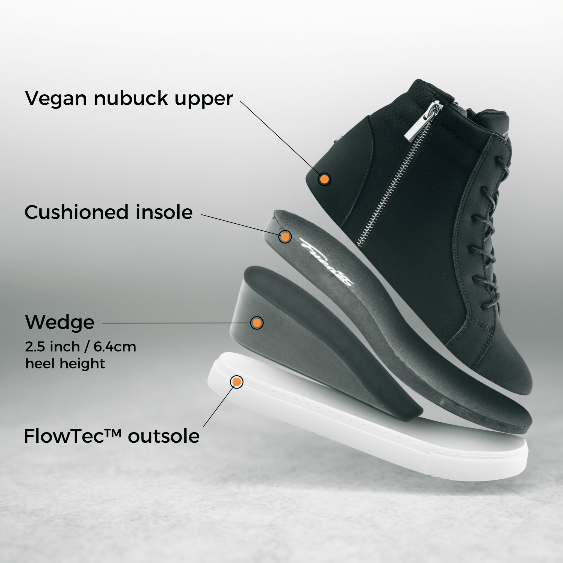 Fuego Black Wedge Dance Sneakers